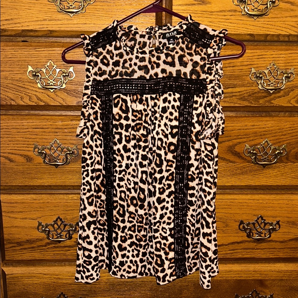 Leopard Print Blouse with Black Accents